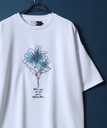 Amunzen Flower Embroidery T-shirt/梨地 フラワー刺繍 オーバーサイズ Tシャツ 半袖