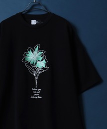 Amunzen Flower Embroidery T-shirt/梨地 フラワー刺繍 オーバーサイズ Tシャツ 半袖