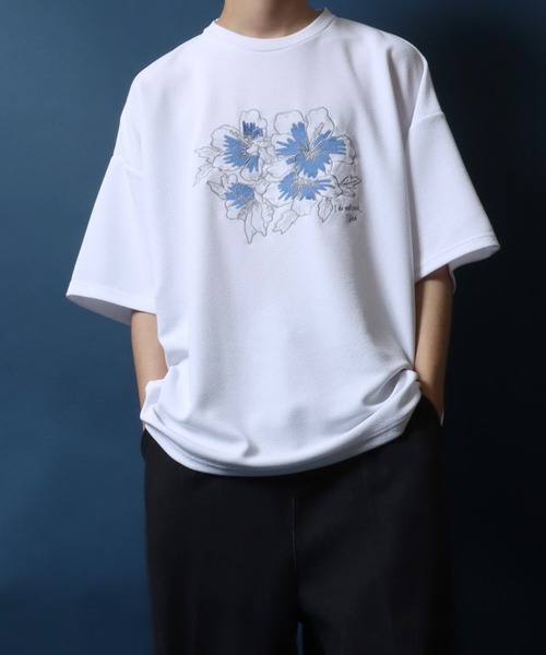 ANPAS（アンパス）の「Amunzen Flower Embroidery T-shirt/梨地 フラワー刺繍 オーバーサイズ Tシャツ 半袖（Tシャツ/カットソー・メンズ・ブラック系その他/ブラック系その他2/グレー系その他/ホワイト系その他/グレー系その他2/ホワイト系その他2・L/M）」の22枚目の写真