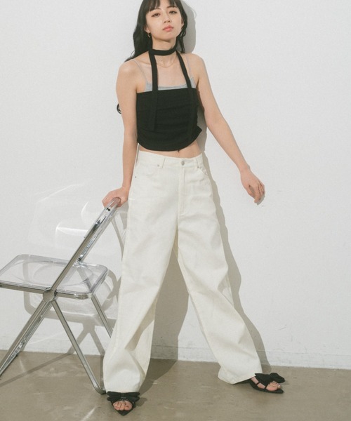 VANNIE U（ヴァニーユー）の「ツイルデニムパンツ（デニムパンツ・レディース・ライトグレー/アイボリー/ピンク/ブルー・L/M/S）」の7枚目の写真