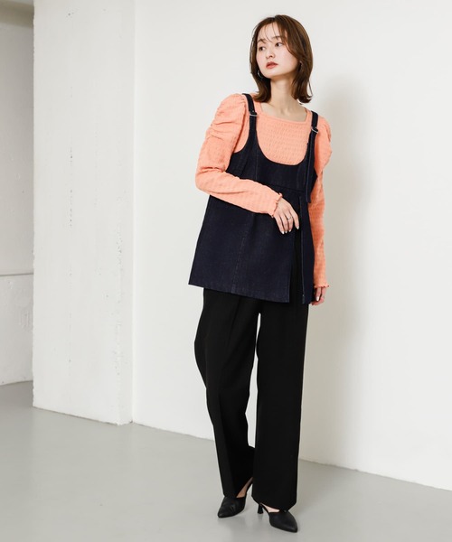 SENSE OF PLACE by URBAN RESEARCH（センスオブプレイスバイアーバンリサーチ）の「デニムキャミソールトップ（キャミソール・レディース・ライトインディゴブルー/ワンウォッシュ/オフホワイト・ONE）」の4枚目の写真