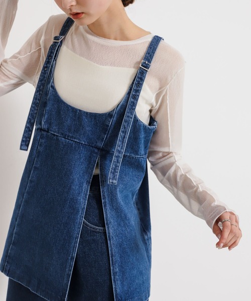 SENSE OF PLACE by URBAN RESEARCH（センスオブプレイスバイアーバンリサーチ）の「デニムキャミソールトップ（キャミソール・レディース・ライトインディゴブルー/ワンウォッシュ/オフホワイト・ONE）」の19枚目の写真
