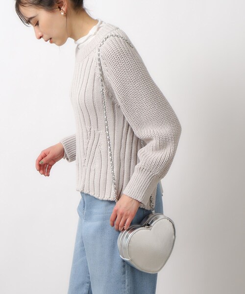 OPAQUE.CLIP（オペークドットクリップ）の「◆≪美人百花掲載≫ ハートシェイプミニショルダーバッグ（ショルダーバッグ・レディース・シルバー/ブラック・00）」の3枚目の写真