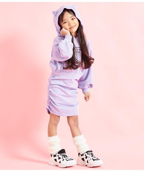 ANAP kids（アナップキッズ）の「ねこ耳フード付きミニ裏毛ワンピース（ワンピース・キッズ・オフホワイト/ラベンダー/サックスブルー・110cm/120cm/130cm）」の9枚目の写真