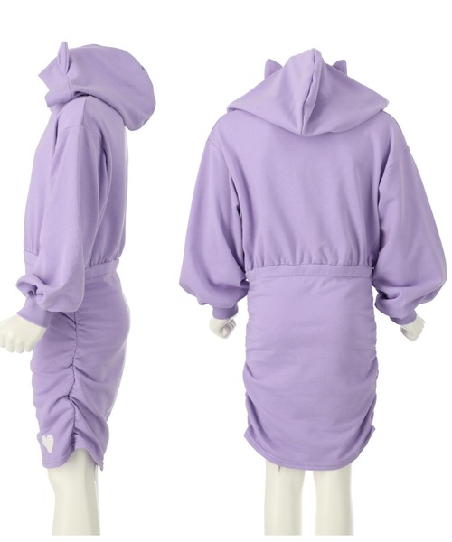 ANAP kids（アナップキッズ）の「ねこ耳フード付きミニ裏毛ワンピース（ワンピース・キッズ・オフホワイト/ラベンダー/サックスブルー・110cm/120cm/130cm）」の13枚目の写真