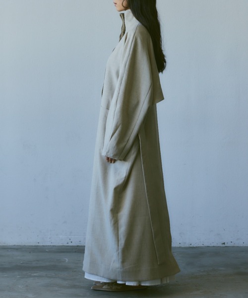 Libra Cue(リブラ キュー)の「リネンライクロングコート(トレンチコート・レディース・ブラック/ベージュ・FREE)」の13枚目の写真