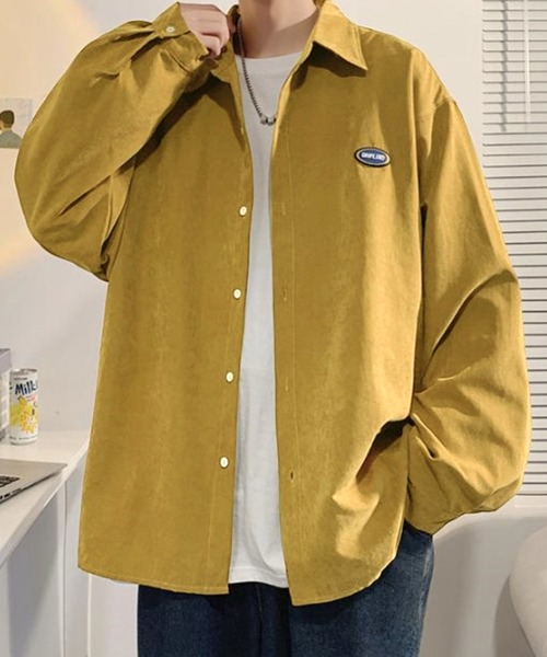 Anchor Smith(アンカー スミス)の「オーバーサイズ サークルロゴワッペン長袖シャツ(シャツ/ブラウス・メンズ・マスタード/ブラック/グリーン/ブルー・M/L/XL)」の4枚目の写真
