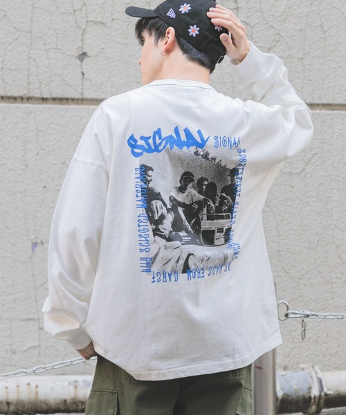 SIGNAL SPORTS(シグナルスポーツ)の「【SIGNAL SPORTS】バックフォトプリント/オーバーサイズロンT(Tシャツ/カットソー・メンズ・ホワイト/ブラック/グレー・MEDIUM/LARGE)」の2枚目の写真