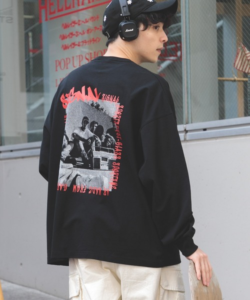 SIGNAL SPORTS(シグナルスポーツ)の「【SIGNAL SPORTS】バックフォトプリント/オーバーサイズロンT(Tシャツ/カットソー・メンズ・ホワイト/ブラック/グレー・MEDIUM/LARGE)」の3枚目の写真