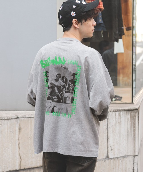 SIGNAL SPORTS(シグナルスポーツ)の「【SIGNAL SPORTS】バックフォトプリント/オーバーサイズロンT(Tシャツ/カットソー・メンズ・ホワイト/ブラック/グレー・MEDIUM/LARGE)」の7枚目の写真