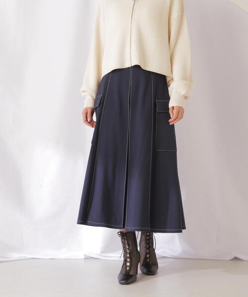 JILL by JILL STUART（ジルバイジルスチュアート）の「◇ポケット付きタックプリーツスカート（スカート・レディース・ネイビー/ホワイト系その他/ピンク・SMALL/MEDIUM）」の3枚目の写真