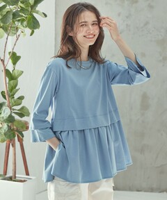 セール】【洗える】ショルダーフリルチュニックカットソー（Tシャツ