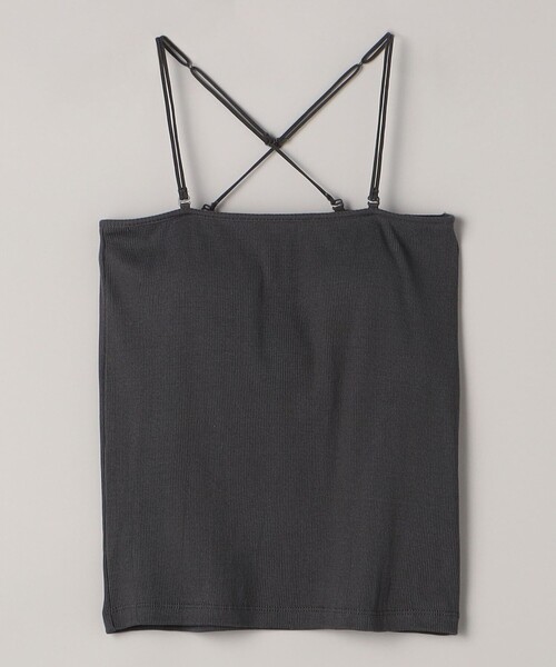 coen（コーエン）の「カップ付きテレコベアトップ（キャミソール・レディース・オフホワイト/ダークグレー/ブラック・L/M）」の3枚目の写真
