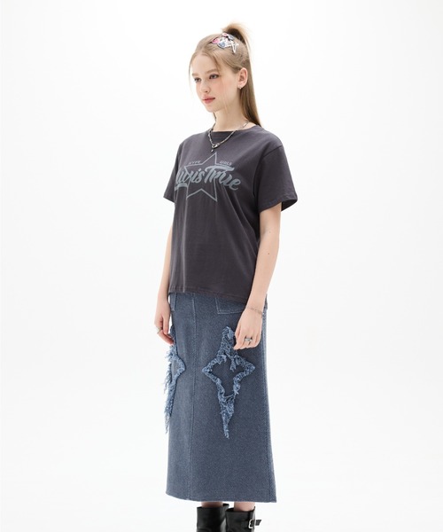 LUVISTRUE(ラヴイズトゥルー)の「DN STAR LOGO TEE(Tシャツ/カットソー・レディース・チャコールグレー/ピンク・FREE)」の11枚目の写真