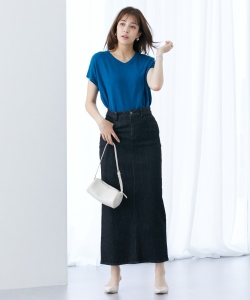 slattgir(スラットジール)の「高身長 すごのびストレッチデニムマキシスカート (トールサイズ)(スカート・レディース・ネイビー系/ネイビー/ブラック系・64/67/80/84/88/96/104/70/76/73)」の12枚目の写真