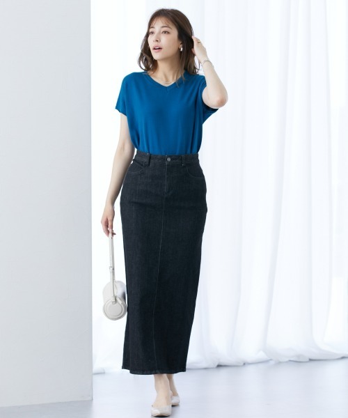 slattgir(スラットジール)の「高身長 すごのびストレッチデニムマキシスカート (トールサイズ)(スカート・レディース・ネイビー系/ネイビー/ブラック系・64/67/80/84/88/96/104/70/76/73)」の13枚目の写真