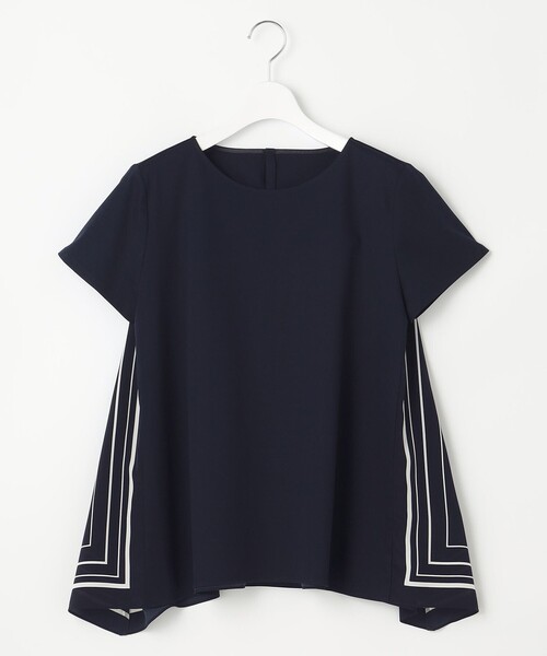 23区 S（ニジュウサンクチイサイサイズ）の「【洗える】スカーフプリントコンビ バックデザイン カットソー（Tシャツ/カットソー・レディース・ベージュ系5/ネイビー系5/ブラック系5・32）」の10枚目の写真