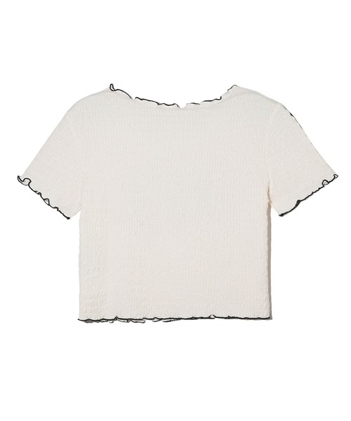 トップス AIRBRUSHED ROCK HEART TEE / WHITE X-girl（エックスガール）の「HEART AIRBRUSH SHIRRED S/S TOP