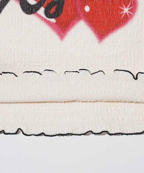 X-girl（エックスガール）の「HEART AIRBRUSH SHIRRED S/S TOP（Tシャツ/カットソー・レディース・ホワイト/ライトパープル・S/M）」の19枚目の写真