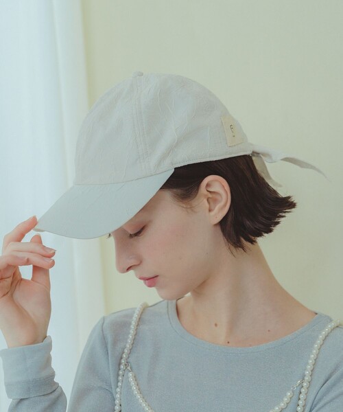 FREAK'S STORE(フリークスストア)の「限定展開 ector/エクトル リボン CAP(キャップ)(ニットキャップ/ビーニー・レディース・ラベンダー/ホワイト/ブラック・ONE SIZE)」の4枚目の写真
