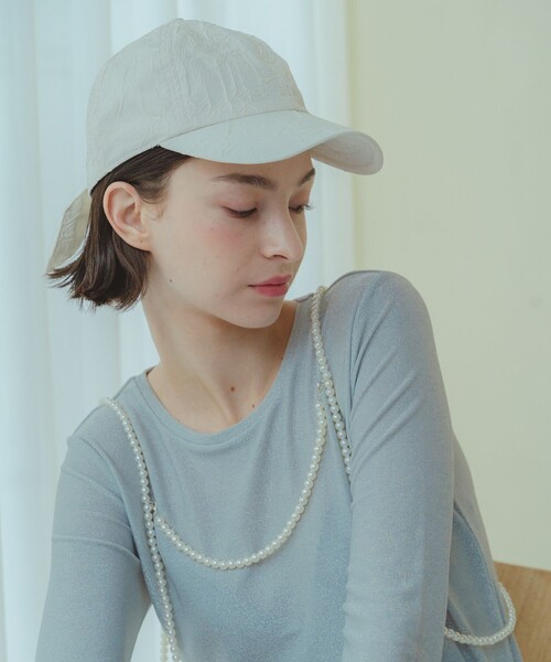 FREAK'S STORE(フリークスストア)の「限定展開 ector/エクトル リボン CAP(キャップ)(ニットキャップ/ビーニー・レディース・ラベンダー/ホワイト/ブラック・ONE SIZE)」の8枚目の写真