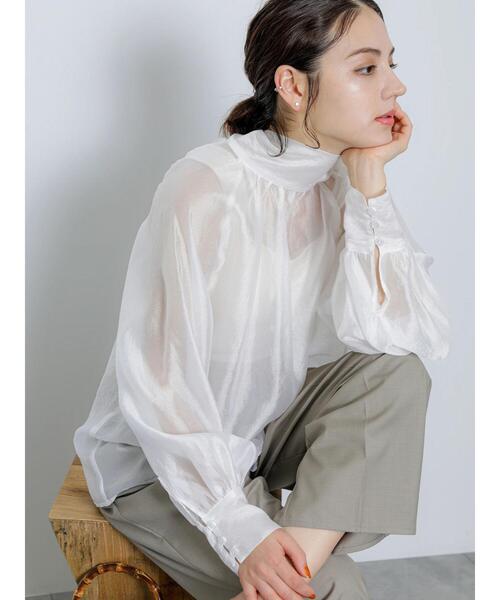 Te chichi(テチチ)の「シアーサテン2WAYボウタイブラウス(シャツ/ブラウス・レディース・ブルー/ベージュ/オフホワイト・F)」の8枚目の写真