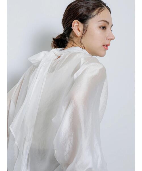 sheller シェリエ　2wayステッチボウタイブラウス　ホワイト sheller シェリエ ブラウス シェリエ sheller ボウタイブラウス