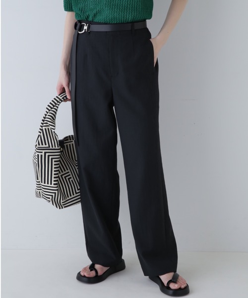 human woman(ヒューマンウーマン)の「◆バイオツイルセミワイドパンツ(その他パンツ・レディース・ベージュ/ブラック・SMALL/MEDIUM)」の2枚目の写真