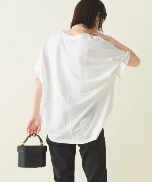 OMNES（オムネス）の「接触冷感レーヨンナイロン袖タックプルオーバ半袖（Tシャツ/カットソー・レディース・ブラック/ホワイト/ブラウン/ホワイト系その他/ブルー系その他/グリーン/キャメル/ネイビー/ラベンダー/グレー・FREE）」の13枚目の写真