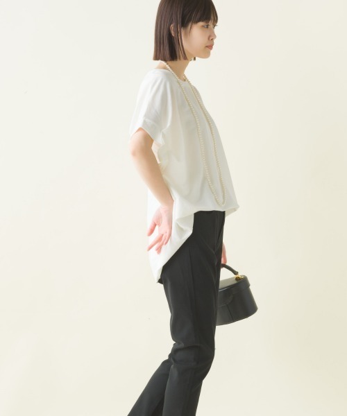 OMNES（オムネス）の「接触冷感レーヨンナイロン袖タックプルオーバ半袖（Tシャツ/カットソー・レディース・ブラック/ホワイト/ブラウン/ホワイト系その他/ブルー系その他/グリーン/キャメル/ネイビー/ラベンダー/グレー・FREE）」の15枚目の写真