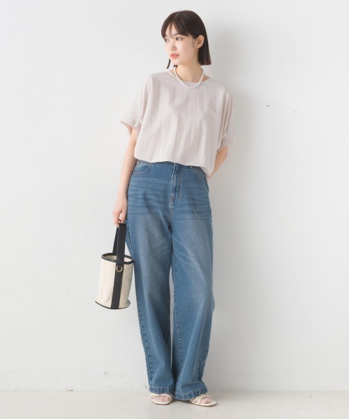 OMNES（オムネス）の「接触冷感レーヨンナイロン袖タックプルオーバ半袖（Tシャツ/カットソー・レディース・ブラック/ホワイト/ブラウン/ホワイト系その他/ブルー系その他/グリーン/キャメル/ネイビー/ラベンダー/グレー・FREE）」の19枚目の写真