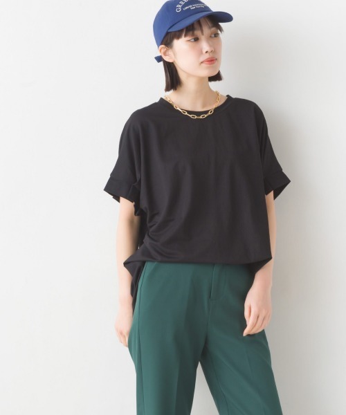 OMNES（オムネス）の「接触冷感レーヨンナイロン袖タックプルオーバ半袖（Tシャツ/カットソー・レディース・ブラック/ホワイト/ブラウン/ホワイト系その他/ブルー系その他/グリーン/キャメル/ネイビー/ラベンダー/グレー・FREE）」の21枚目の写真