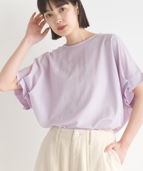 OMNES(オムネス)の「接触冷感レーヨンナイロン袖タックプルオーバ半袖(Tシャツ/カットソー・レディース・ブラック/ホワイト/ブラウン/ホワイト系その他/ブルー系その他/グリーン/キャメル/ネイビー/ラベンダー/グレー・FREE)」の22枚目の写真