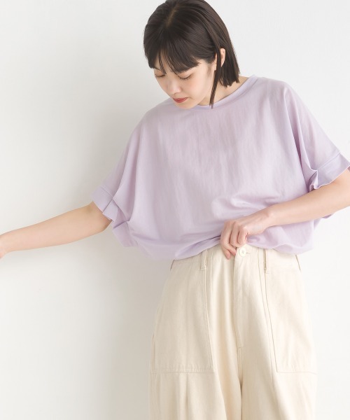 OMNES(オムネス)の「接触冷感レーヨンナイロン袖タックプルオーバ半袖(Tシャツ/カットソー・レディース・ブラック/ホワイト/ブラウン/ホワイト系その他/ブルー系その他/グリーン/キャメル/ネイビー/ラベンダー/グレー・FREE)」の20枚目の写真