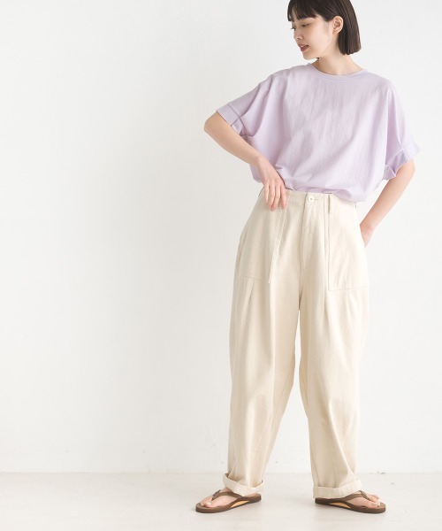 OMNES(オムネス)の「接触冷感レーヨンナイロン袖タックプルオーバ半袖(Tシャツ/カットソー・レディース・ブラック/ホワイト/ブラウン/ホワイト系その他/ブルー系その他/グリーン/キャメル/ネイビー/ラベンダー/グレー・FREE)」の18枚目の写真
