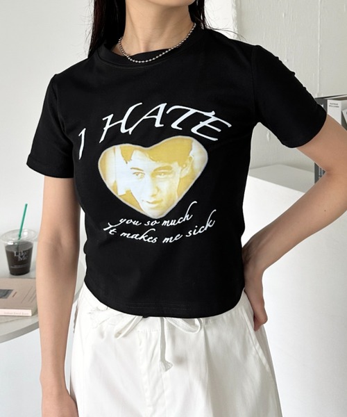 CLEA(クレア)の「ハートフォトプリント コンパクト半袖チビT(Tシャツ/カットソー・レディース・ブラック/ホワイト・M)」の13枚目の写真
