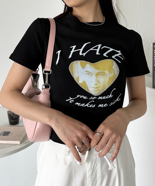 CLEA(クレア)の「ハートフォトプリント コンパクト半袖チビT(Tシャツ/カットソー・レディース・ブラック/ホワイト・M)」の16枚目の写真