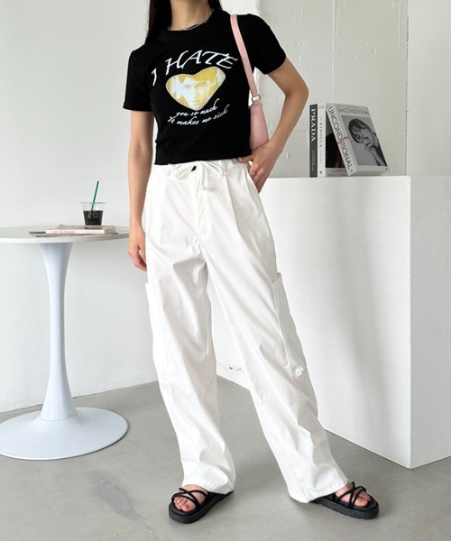 CLEA(クレア)の「ハートフォトプリント コンパクト半袖チビT(Tシャツ/カットソー・レディース・ブラック/ホワイト・M)」の21枚目の写真