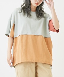 CUBE SUGAR（キューブシュガー）の「WEB限定OE天竺バイカラープルオーバーTシャツ（Tシャツ/カットソー）」