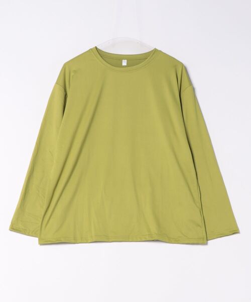 STYLEBLOCK(スタイルブロック)の「シンプルロングTシャツ(Tシャツ/カットソー・レディース・ブラック/ブルー/パープル/ダークグレー/オレンジ/グリーン系その他/グリーン/ホワイト/レッド/ベージュ系その他/ピンク・M/2XL)」の18枚目の写真