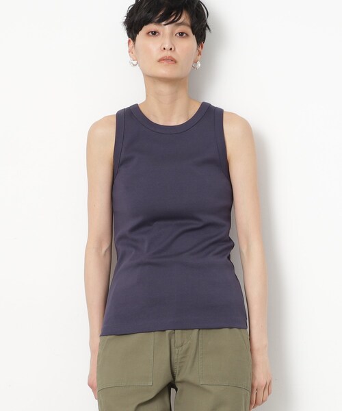 OPAQUE.CLIP（オペークドットクリップ）の「◆コットンフライスアメスリタンクトップ【洗濯機洗い可】（タンクトップ・レディース・ホワイト/ブラック/ネイビー・36/40/38）」の3枚目の写真