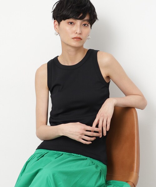 OPAQUE.CLIP（オペークドットクリップ）の「◆コットンフライスアメスリタンクトップ【洗濯機洗い可】（タンクトップ・レディース・ホワイト/ブラック/ネイビー・36/40/38）」の2枚目の写真