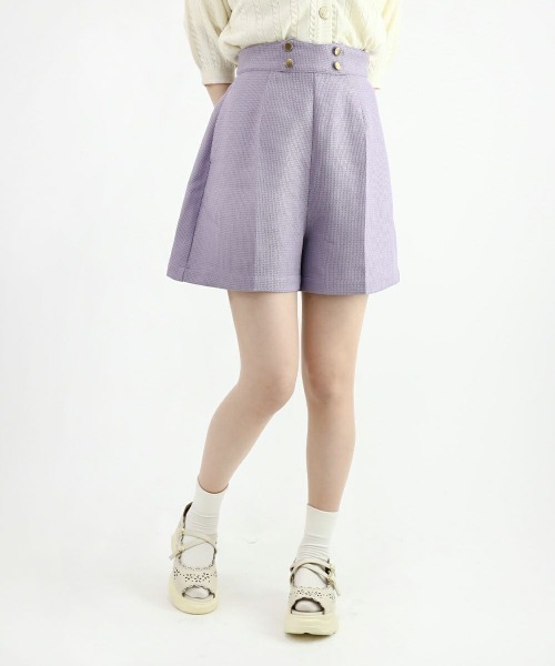 F i.n.t（フィント）の「ツイード風ダブル釦ショートパンツ/fint（その他パンツ・レディース・ラベンダー/アイボリー・FREE）」の14枚目の写真