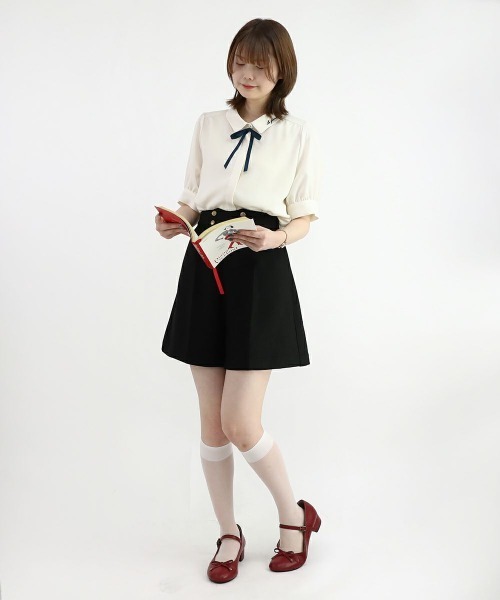 F i.n.t（フィント）の「ツイード風ダブル釦ショートパンツ/fint（その他パンツ・レディース・ラベンダー/アイボリー・FREE）」の9枚目の写真