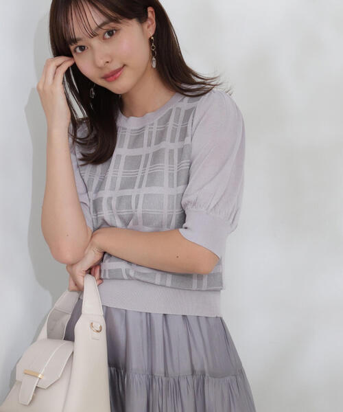 PROPORTION BODY DRESSING（プロポーションボディドレッシング）の「シアーチェックデザインニット / 1214170425（ニット/セーター・レディース・グレー/ブラック・FREE）」の2枚目の写真