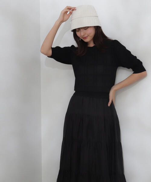 PROPORTION BODY DRESSING（プロポーションボディドレッシング）の「シアーチェックデザインニット / 1214170425（ニット/セーター・レディース・グレー/ブラック・FREE）」の4枚目の写真