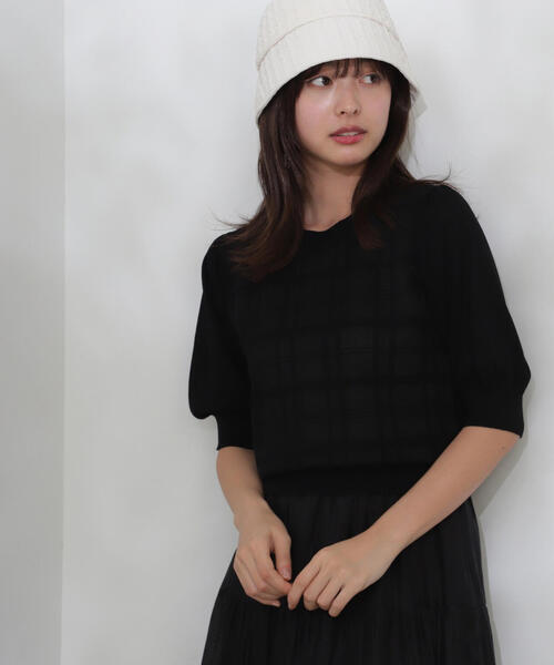 PROPORTION BODY DRESSING（プロポーションボディドレッシング）の「シアーチェックデザインニット / 1214170425（ニット/セーター・レディース・グレー/ブラック・FREE）」の6枚目の写真