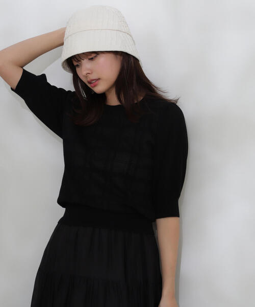 PROPORTION BODY DRESSING（プロポーションボディドレッシング）の「シアーチェックデザインニット / 1214170425（ニット/セーター・レディース・グレー/ブラック・FREE）」の7枚目の写真