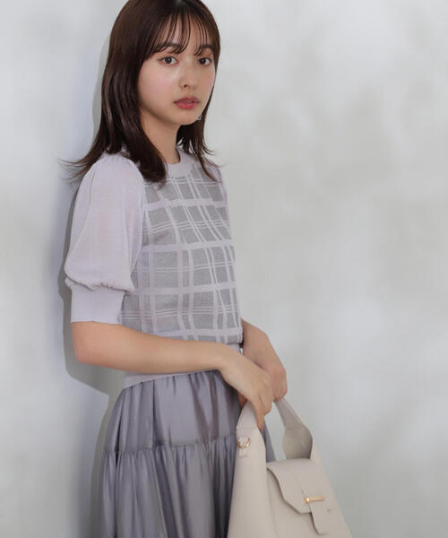 PROPORTION BODY DRESSING（プロポーションボディドレッシング）の「シアーチェックデザインニット / 1214170425（ニット/セーター・レディース・グレー/ブラック・FREE）」の11枚目の写真