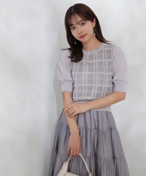 PROPORTION BODY DRESSING（プロポーションボディドレッシング）の「シアーチェックデザインニット / 1214170425（ニット/セーター・レディース・グレー/ブラック・FREE）」の14枚目の写真